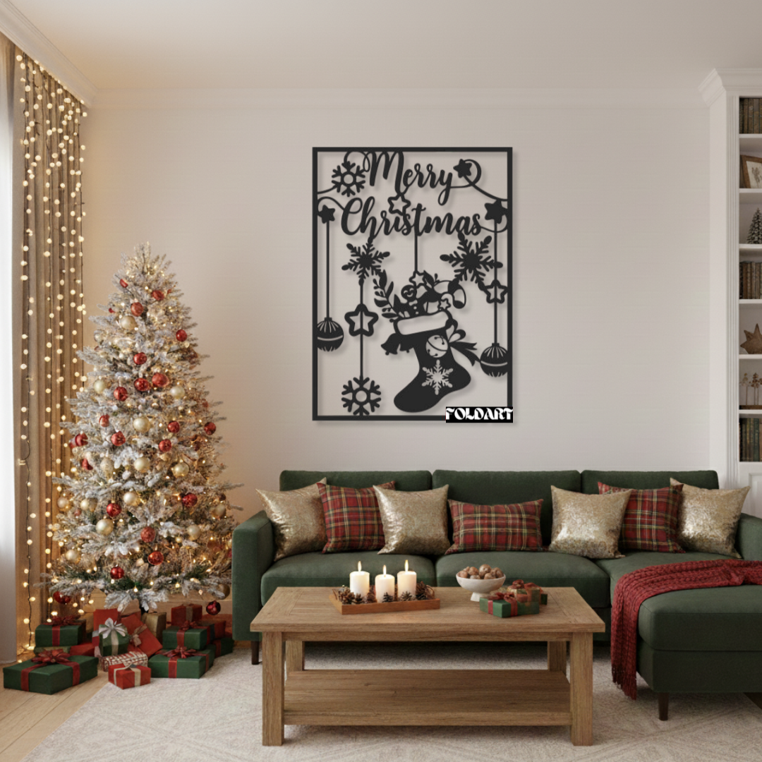 Merry Christmas - Tablou Contur Metalic - FOLDART