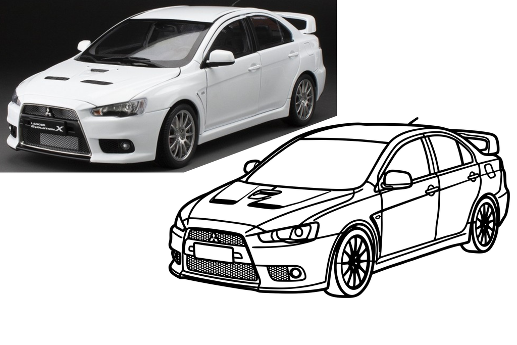 Mitsubishi Lancer Evolution B - Tablou Contur Metalic