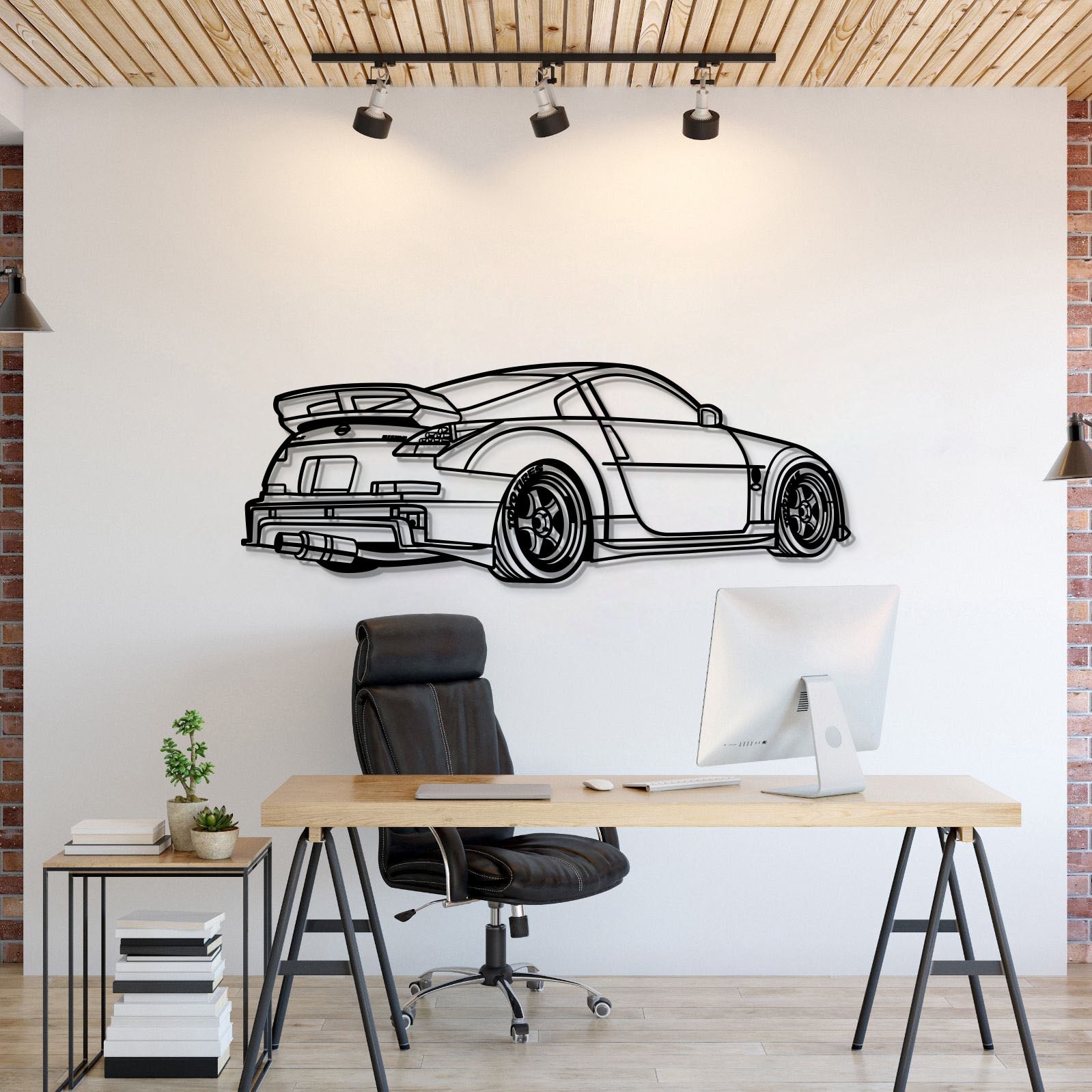 Nissan 350Z (2002–2008) Perspectivă  metal wall art – laser-cut 2 mm textured steel with matte powder-coat finish