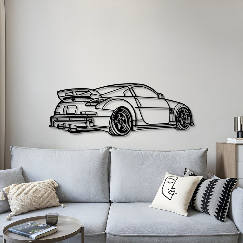 Nissan 350Z (2002–2008) Perspectivă  metal art – handcrafted dyed steel silhouette offering striking visual depth