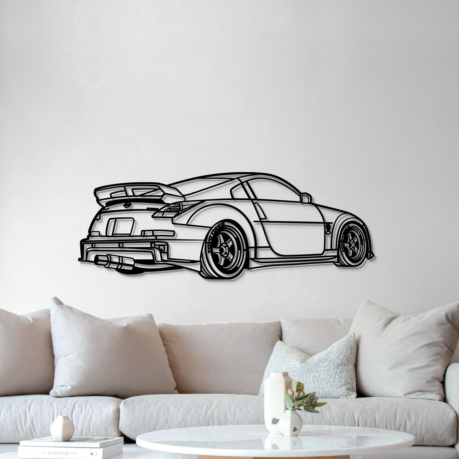 Nissan 350Z automotive wall art – matte-finished laser-cut textured steel with subtle 3D stylistic lift