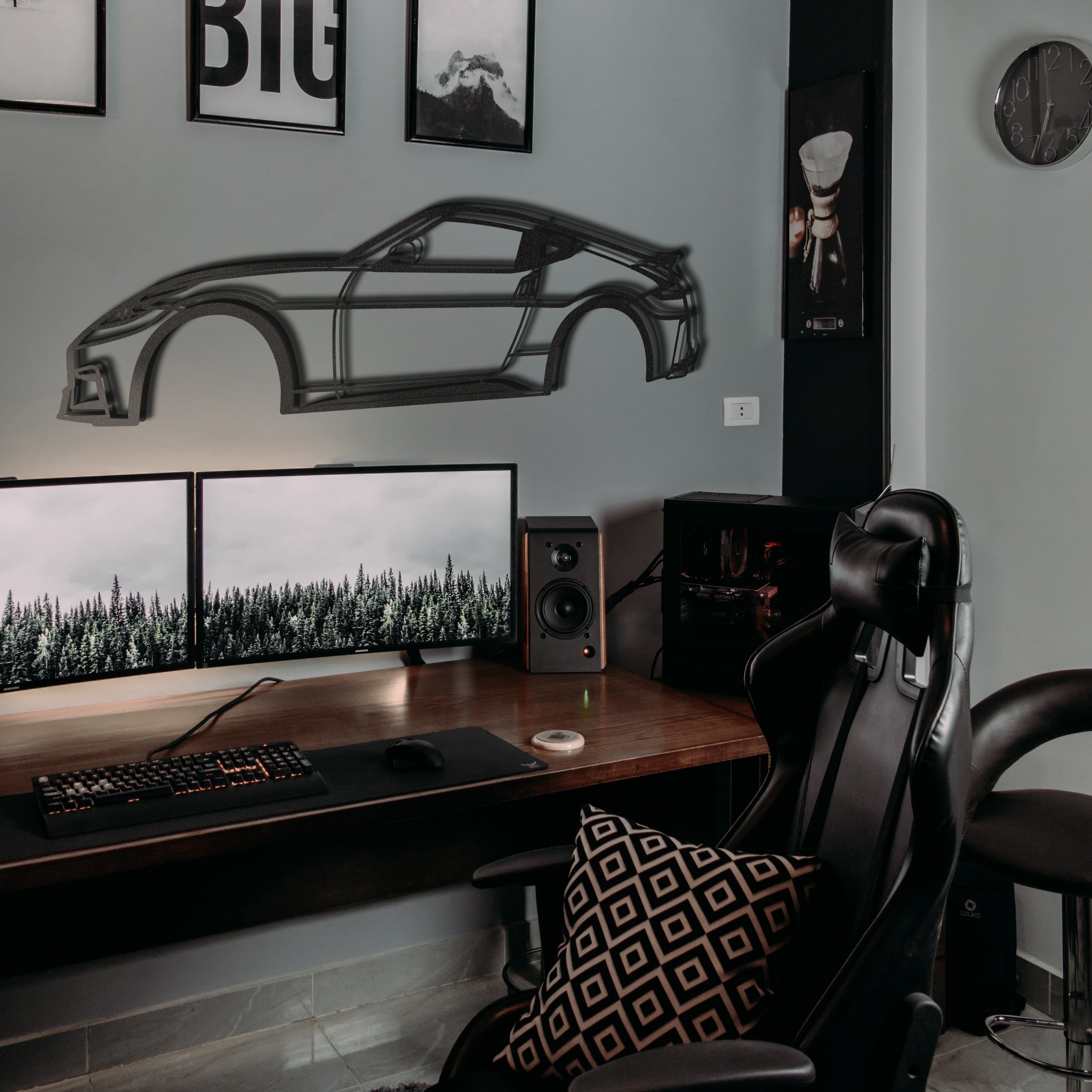 Sporty home décor piece showcasing Nissan 370Z 2015 metal wall art