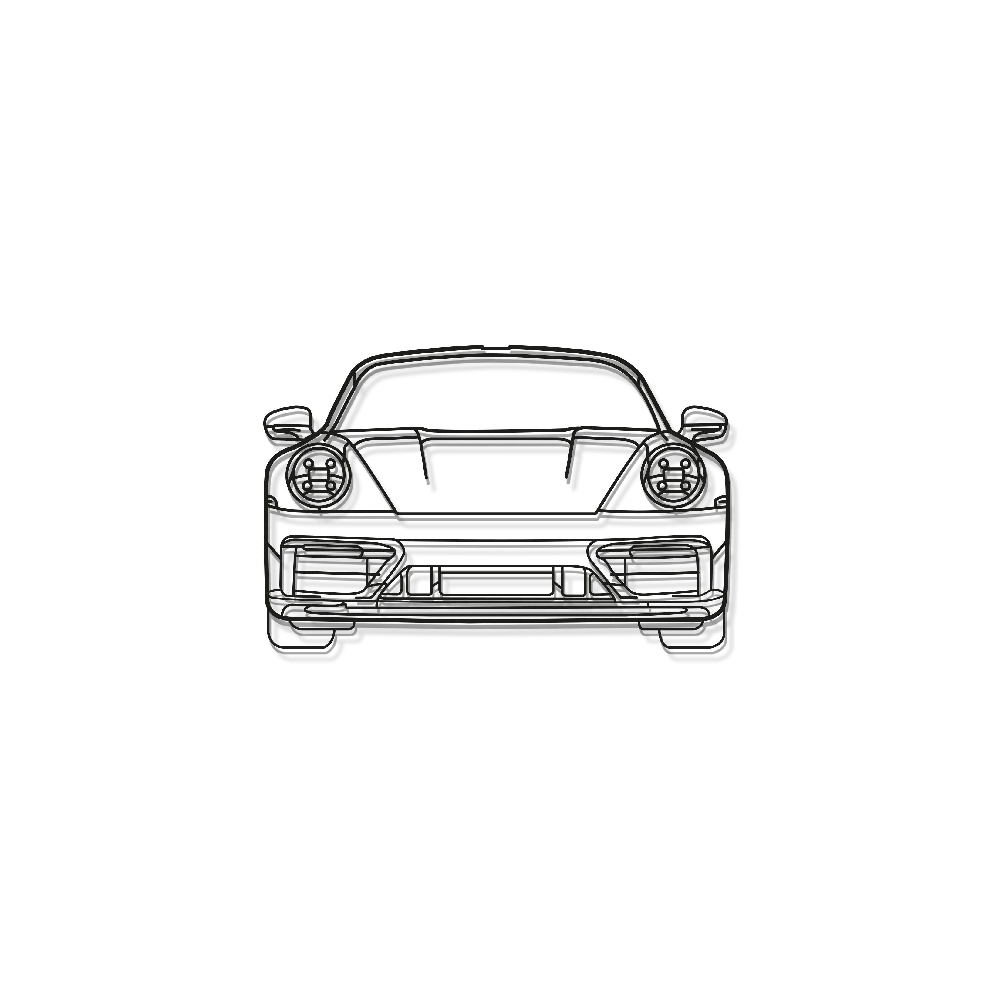 Laser cut steel Porsche 911 992 front view wall art perfect for design aficionados