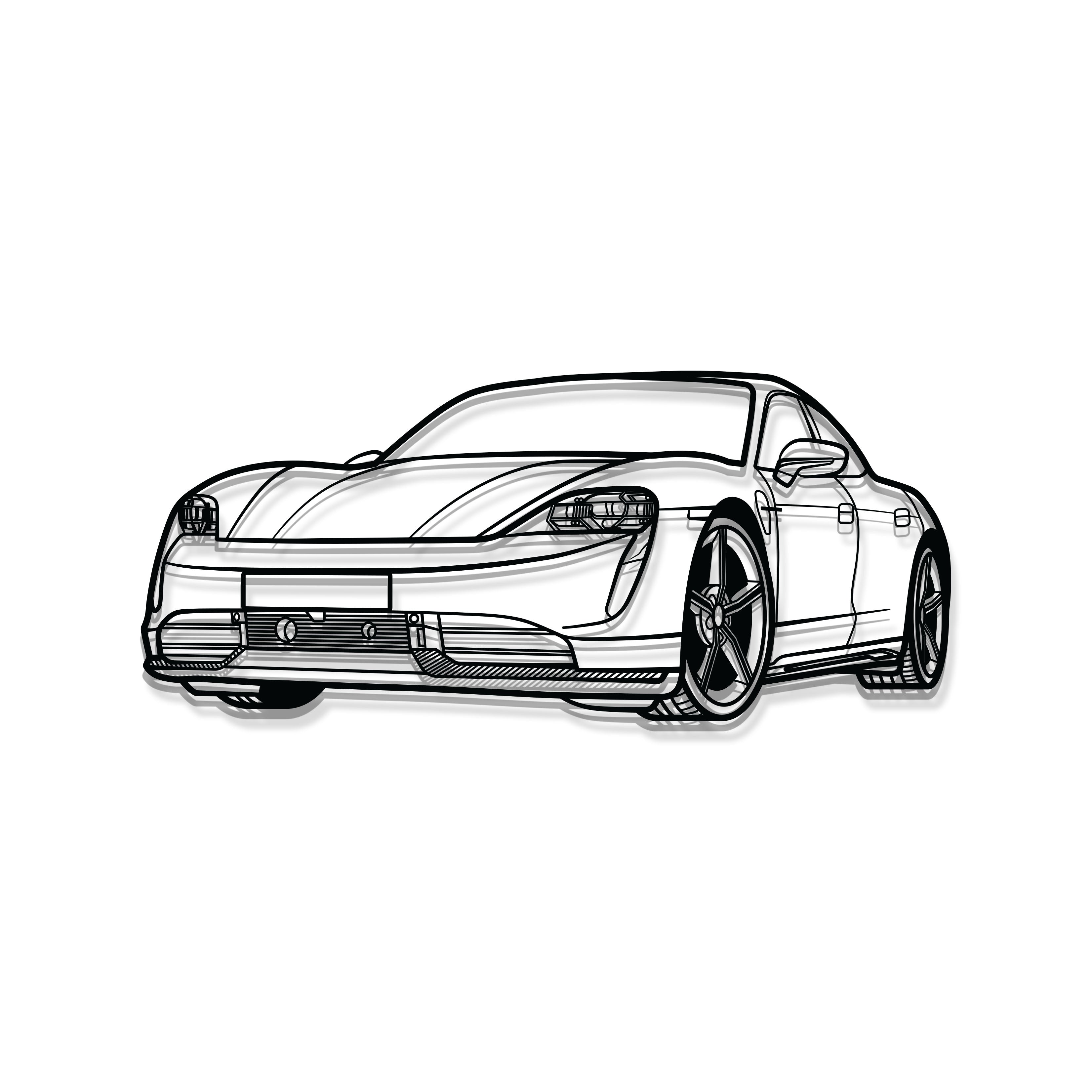 Porsche Taycan perspective metal wall art – electric performance décor for sleek interiors