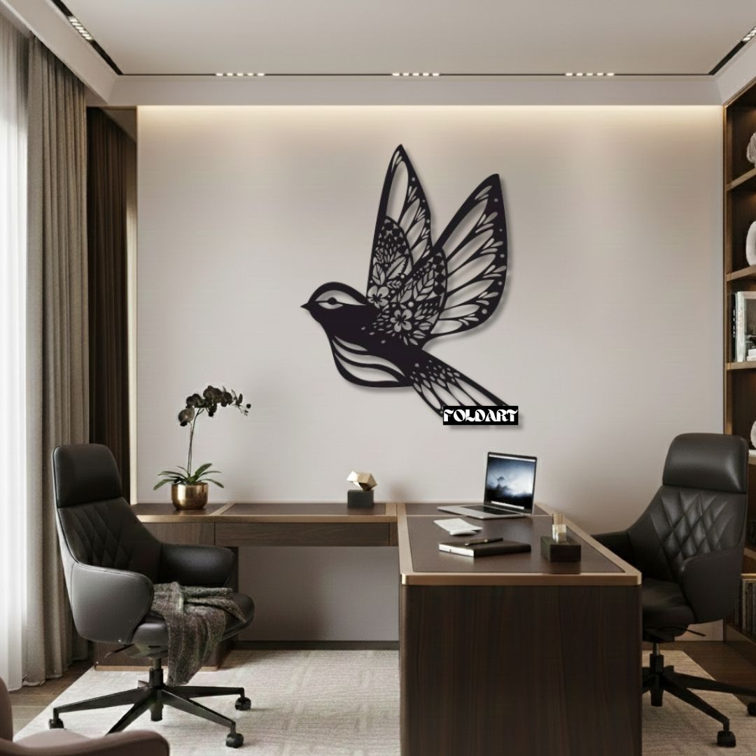 Pasare Florala - Tablou Contur Metalic - FOLDART