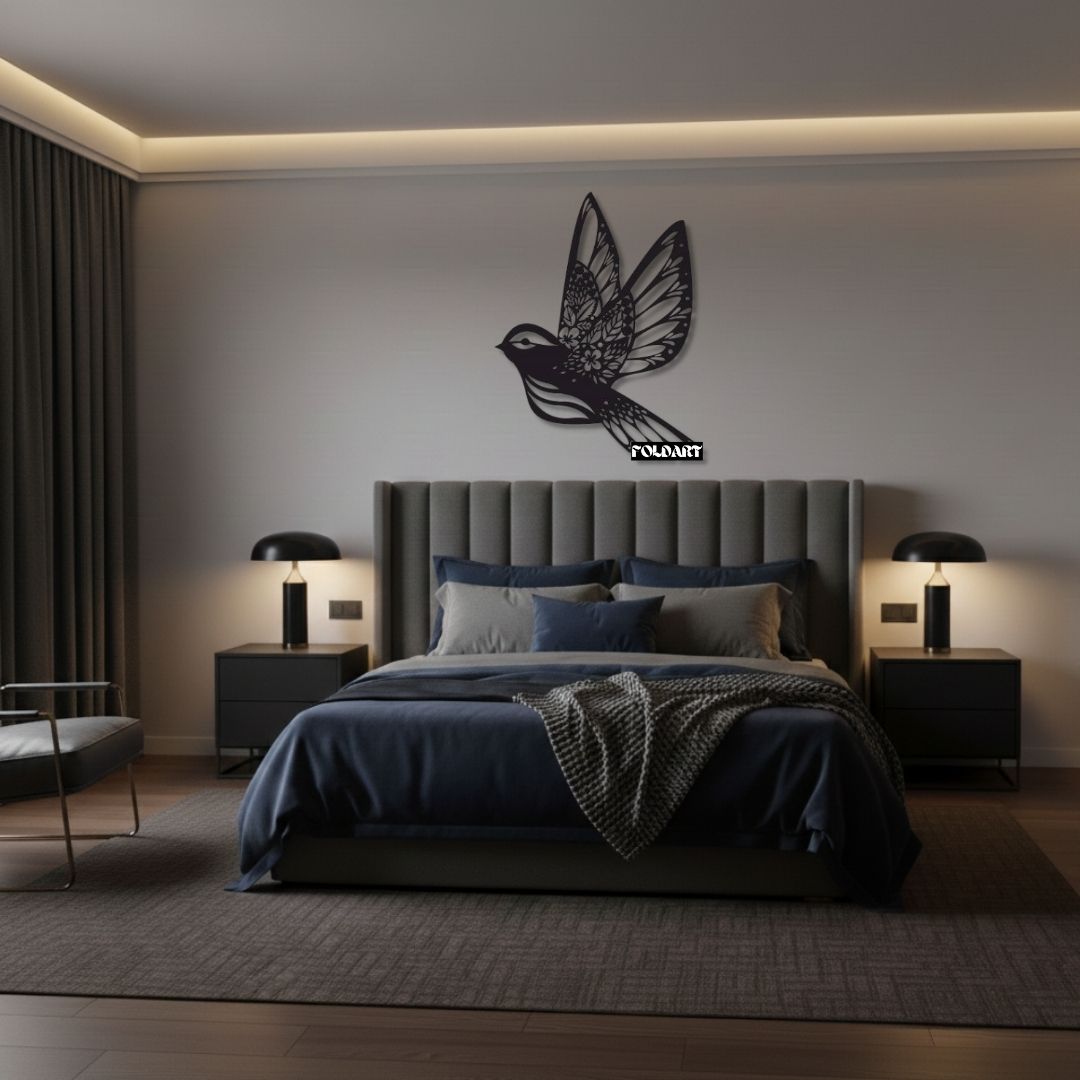 Pasare Florala - Tablou Contur Metalic - FOLDART