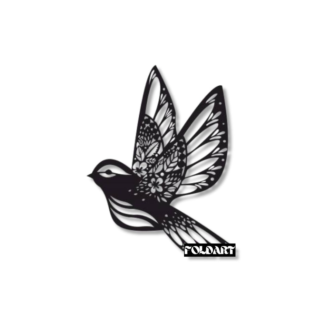 Pasare Florala - Tablou Contur Metalic - FOLDART