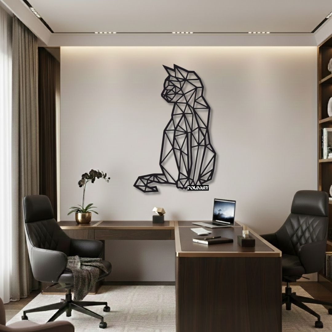 Pisica Geometrica - Tablou Contur Metalic - FOLDART