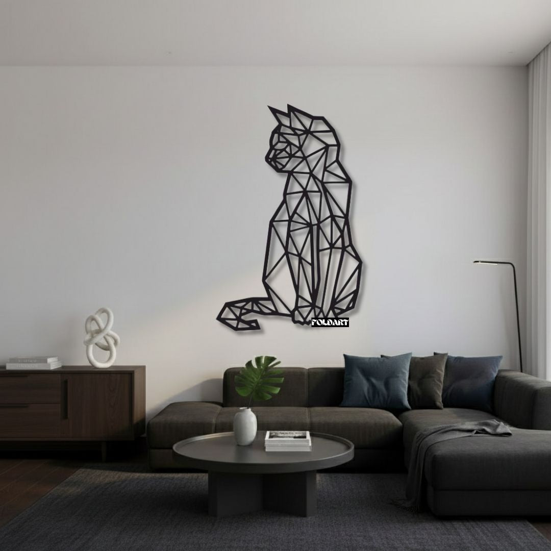 Pisica Geometrica - Tablou Contur Metalic - FOLDART