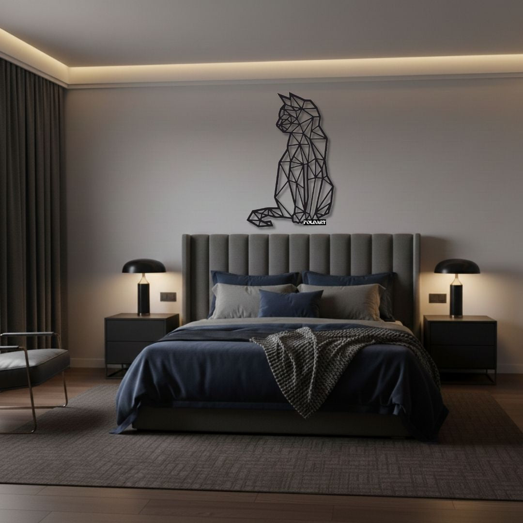 Pisica Geometrica - Tablou Contur Metalic - FOLDART