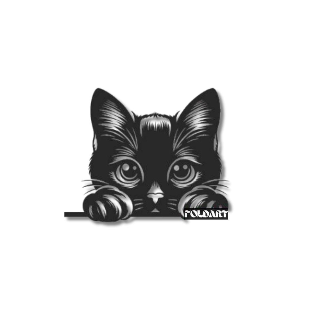 Pisica Pui - Tablou Contur Metalic - FOLDART