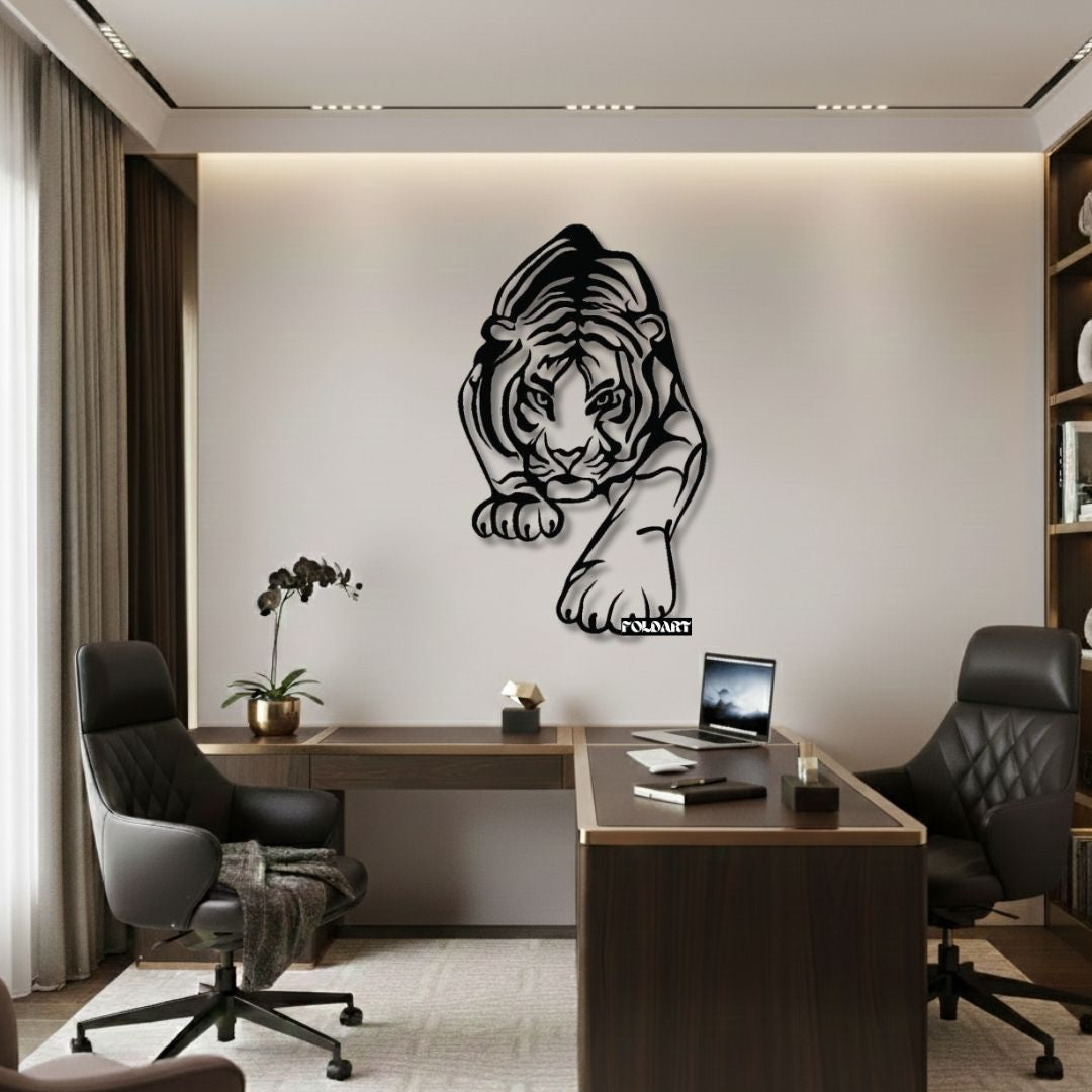 Tigru la Panda - Tablou Contur Metalic - FOLDART