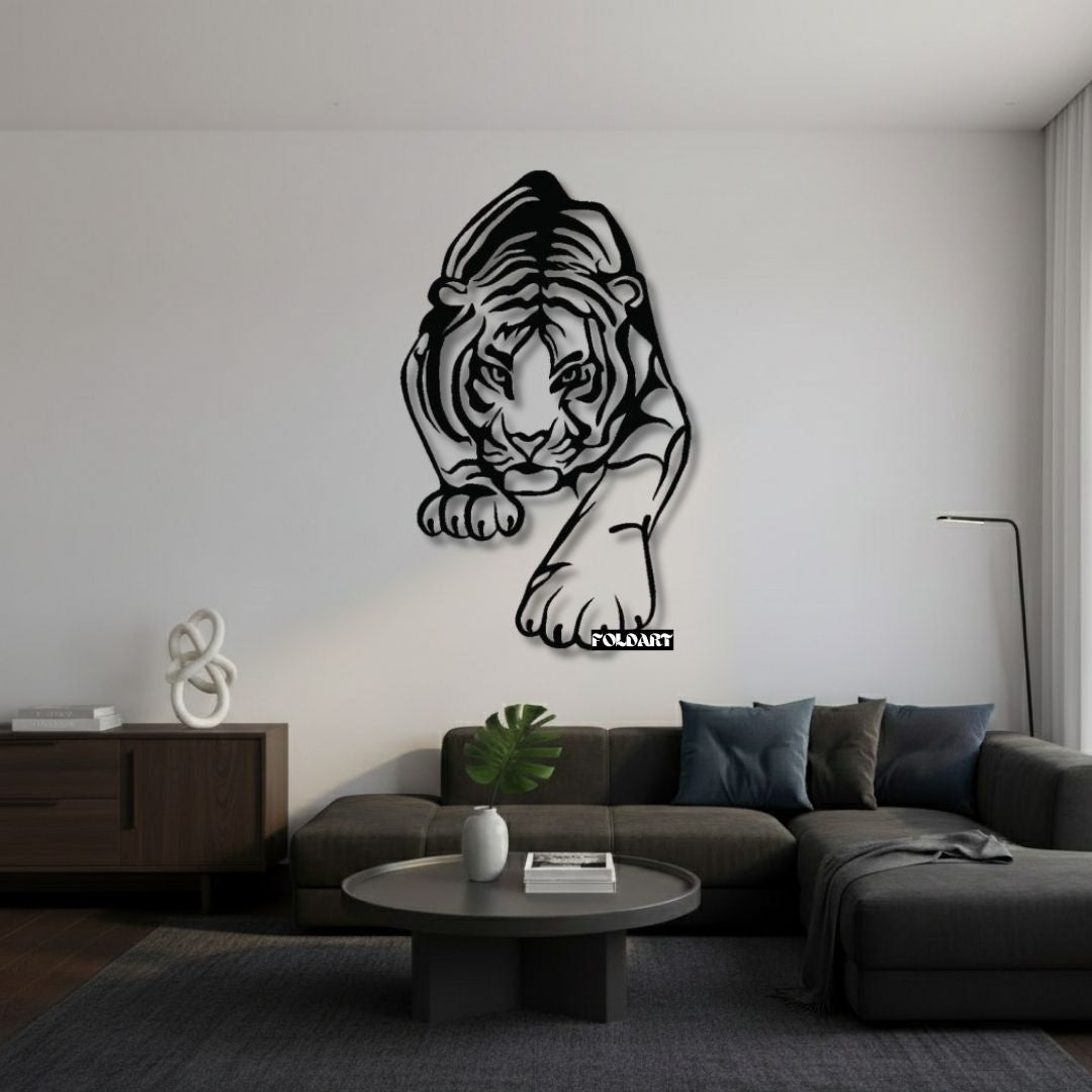 Tigru la Panda - Tablou Contur Metalic - FOLDART