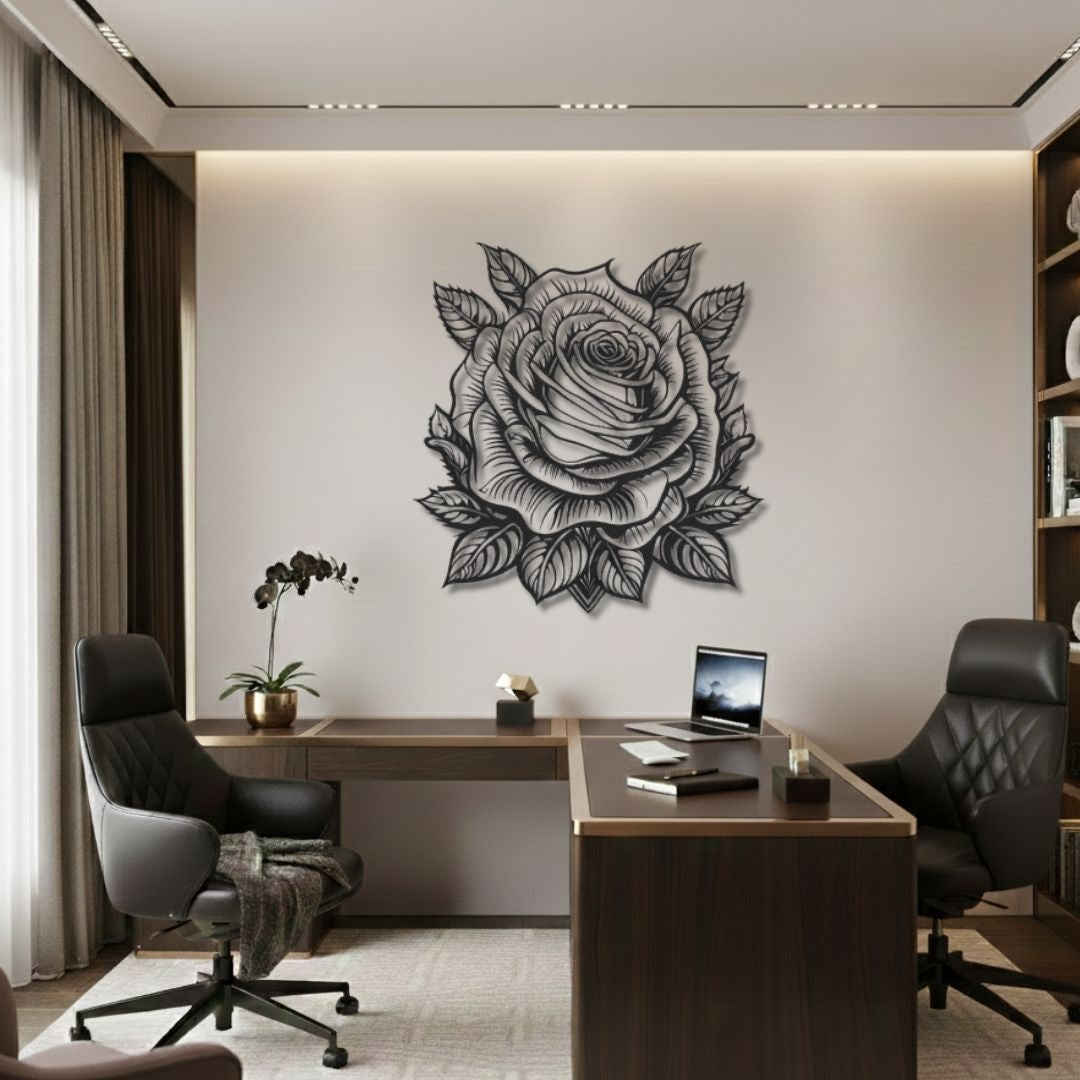 Trandafir Detaliat - Tablou Contur Metalic - FOLDART