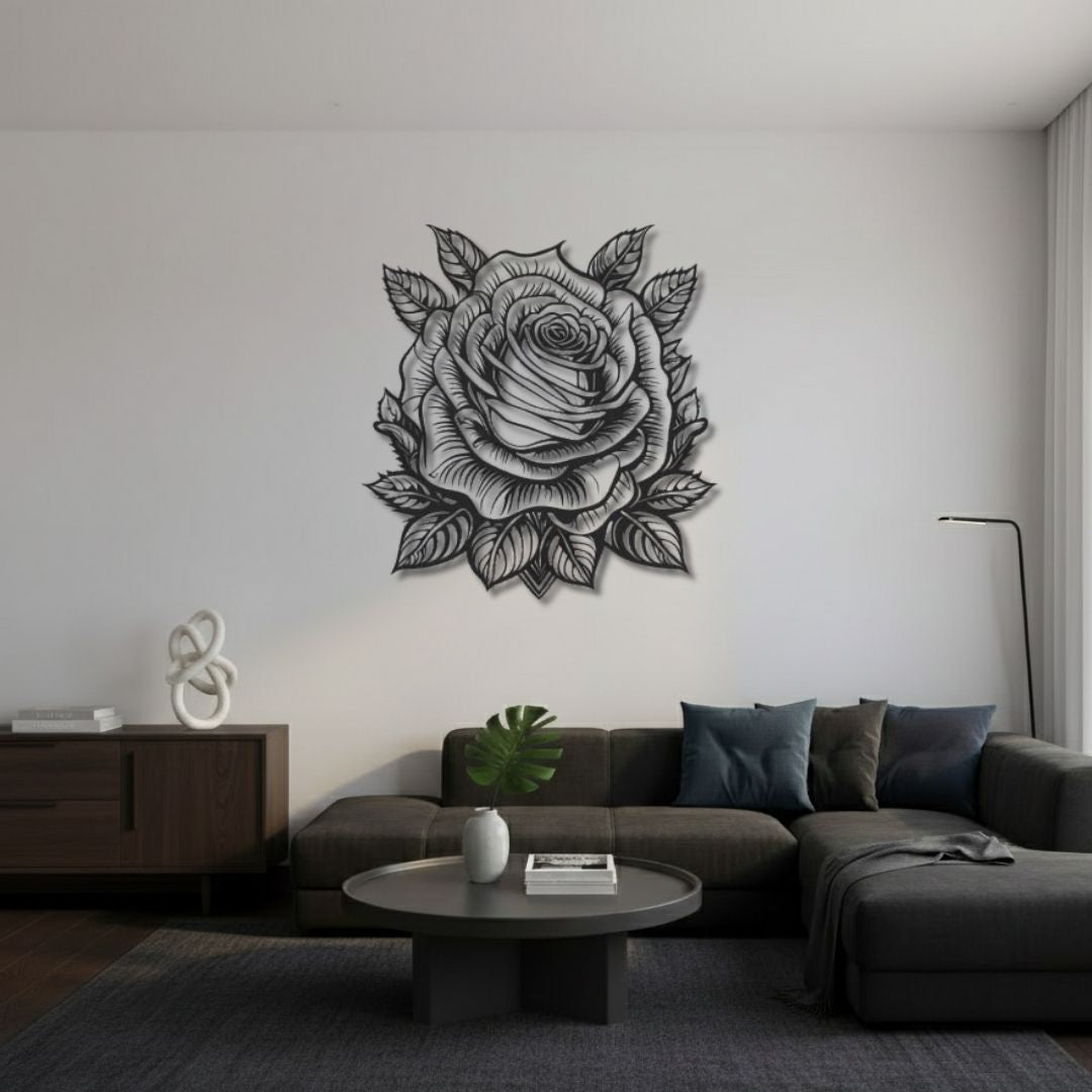 Trandafir Detaliat - Tablou Contur Metalic - FOLDART