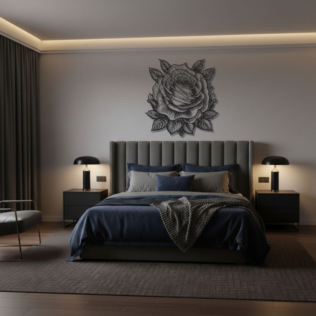 Trandafir Detaliat - Tablou Contur Metalic - FOLDART