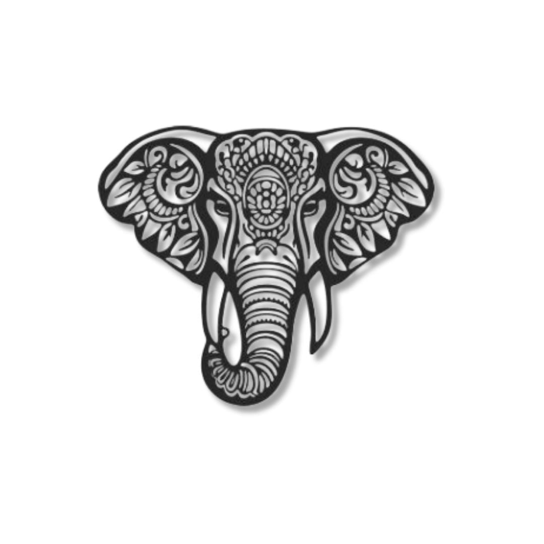 Elefant Decorativ Tribal - Tablou Contur Metalic - FOLDART