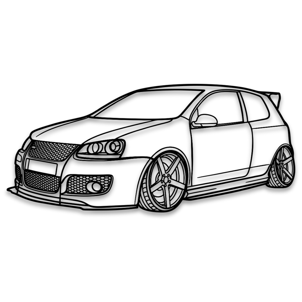 VW GOLF 5 CUSTOM Perspectivă - Tablou Contur Metalic - FOLDART