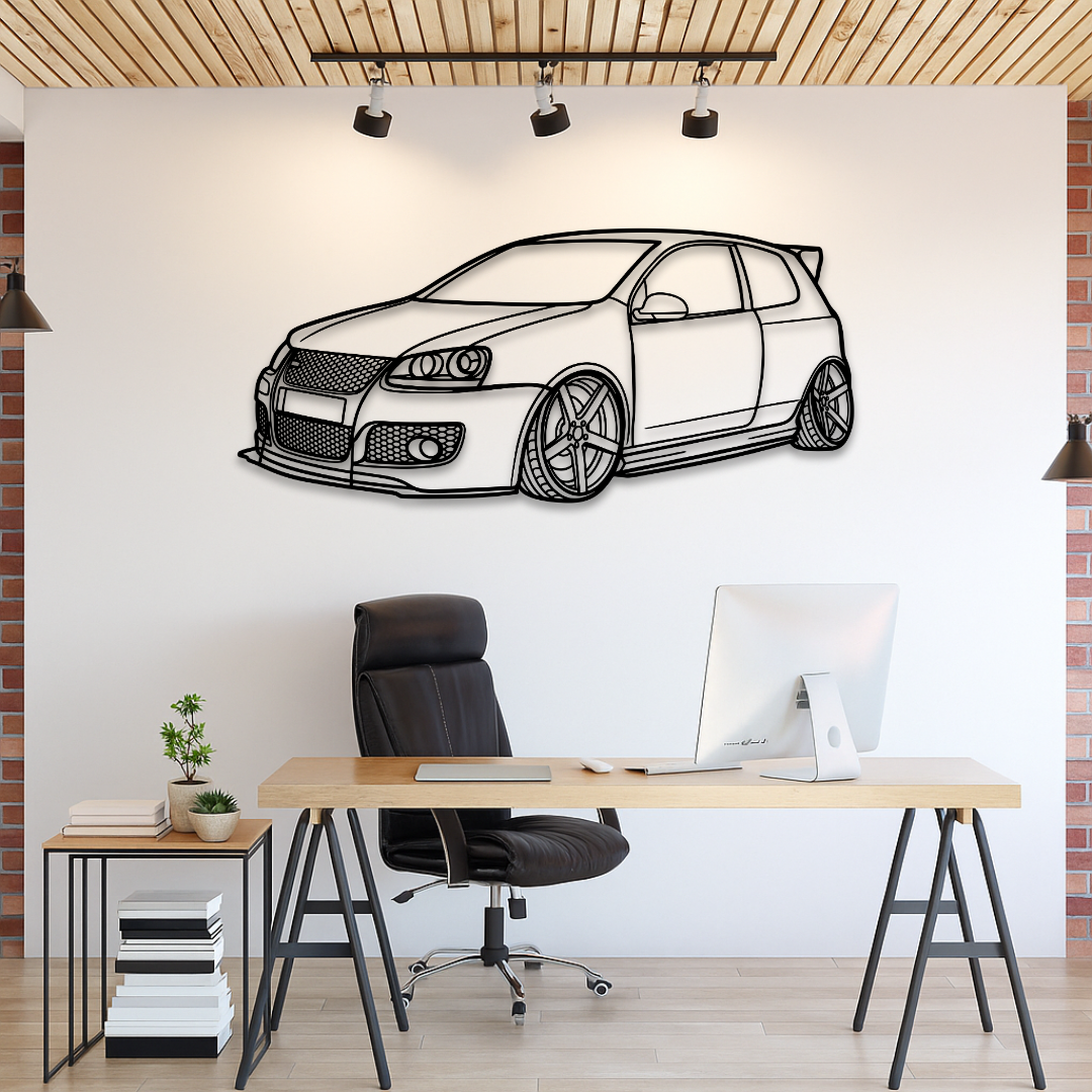 VW GOLF 5 CUSTOM Perspectivă - Tablou Contur Metalic - FOLDART