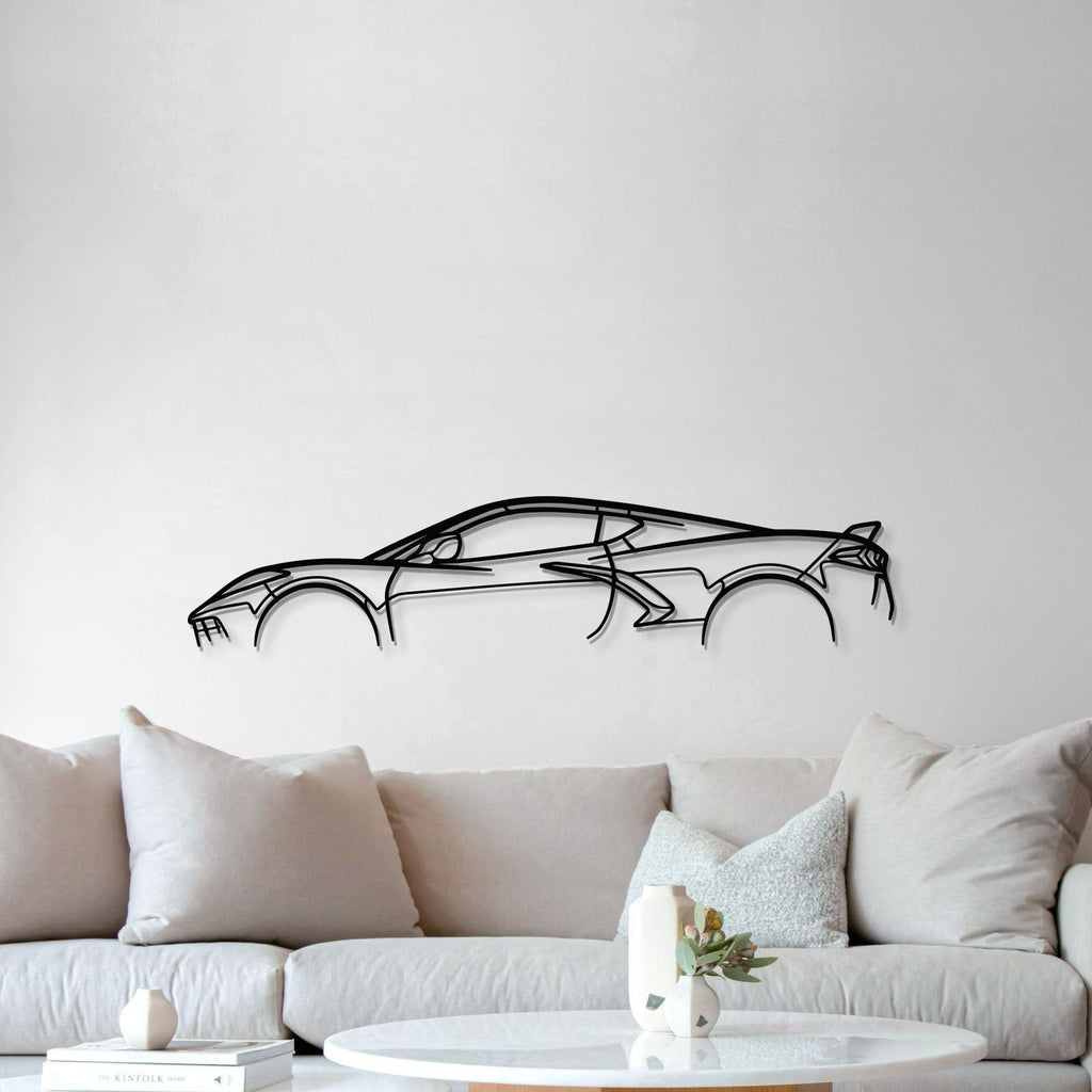 chevrolet corvette c8 garage style metal art