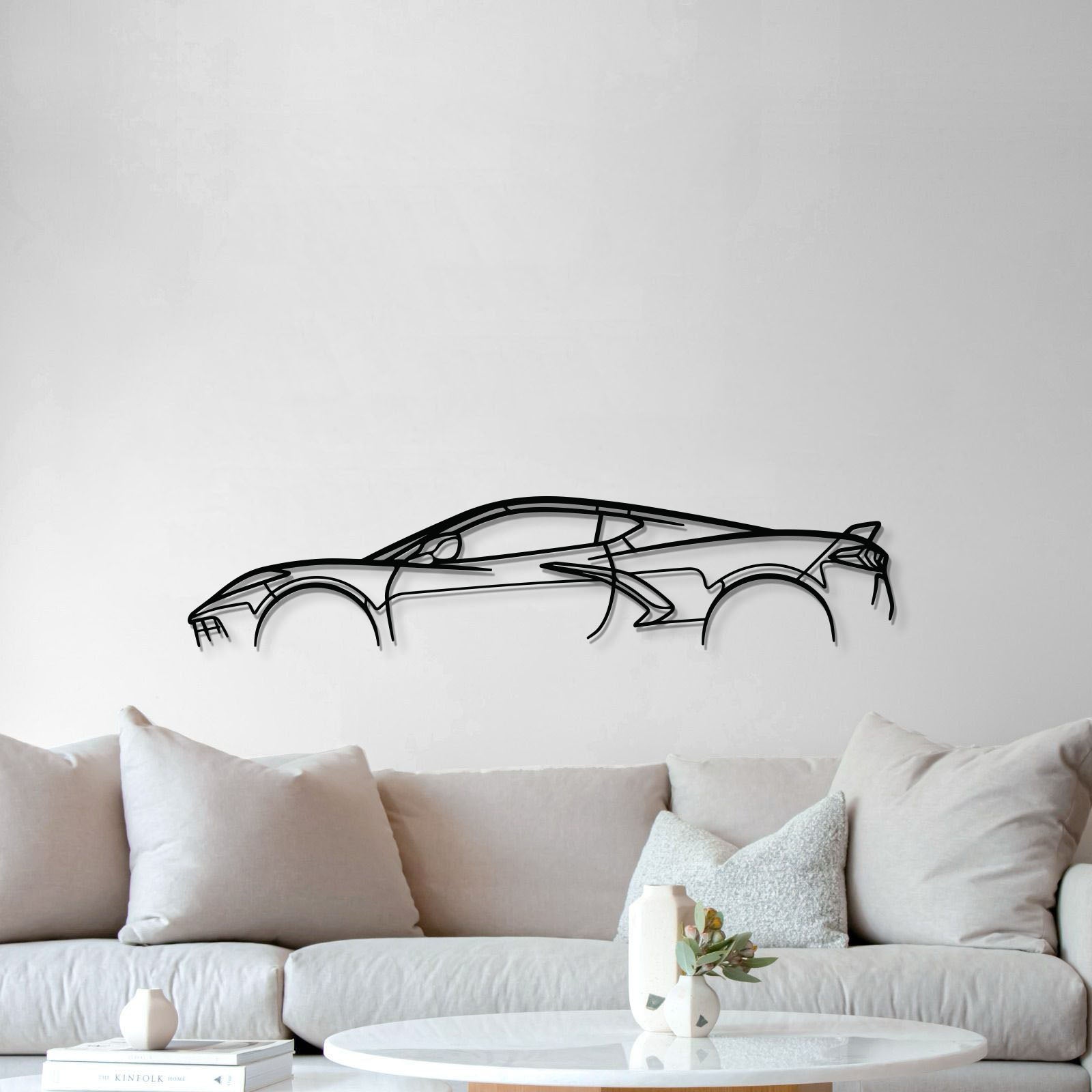 chevrolet corvette c8 garage style metal art
