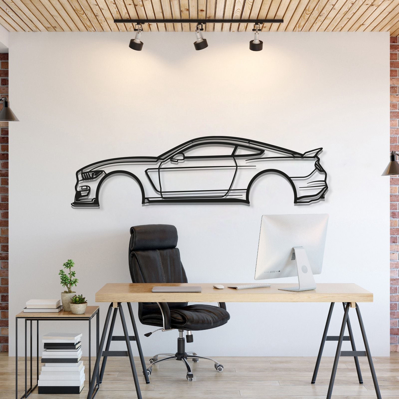 2017 Ford Mustang Shelby GT350 Metal Wall Art Silhouette Classic Muscle Car Decor