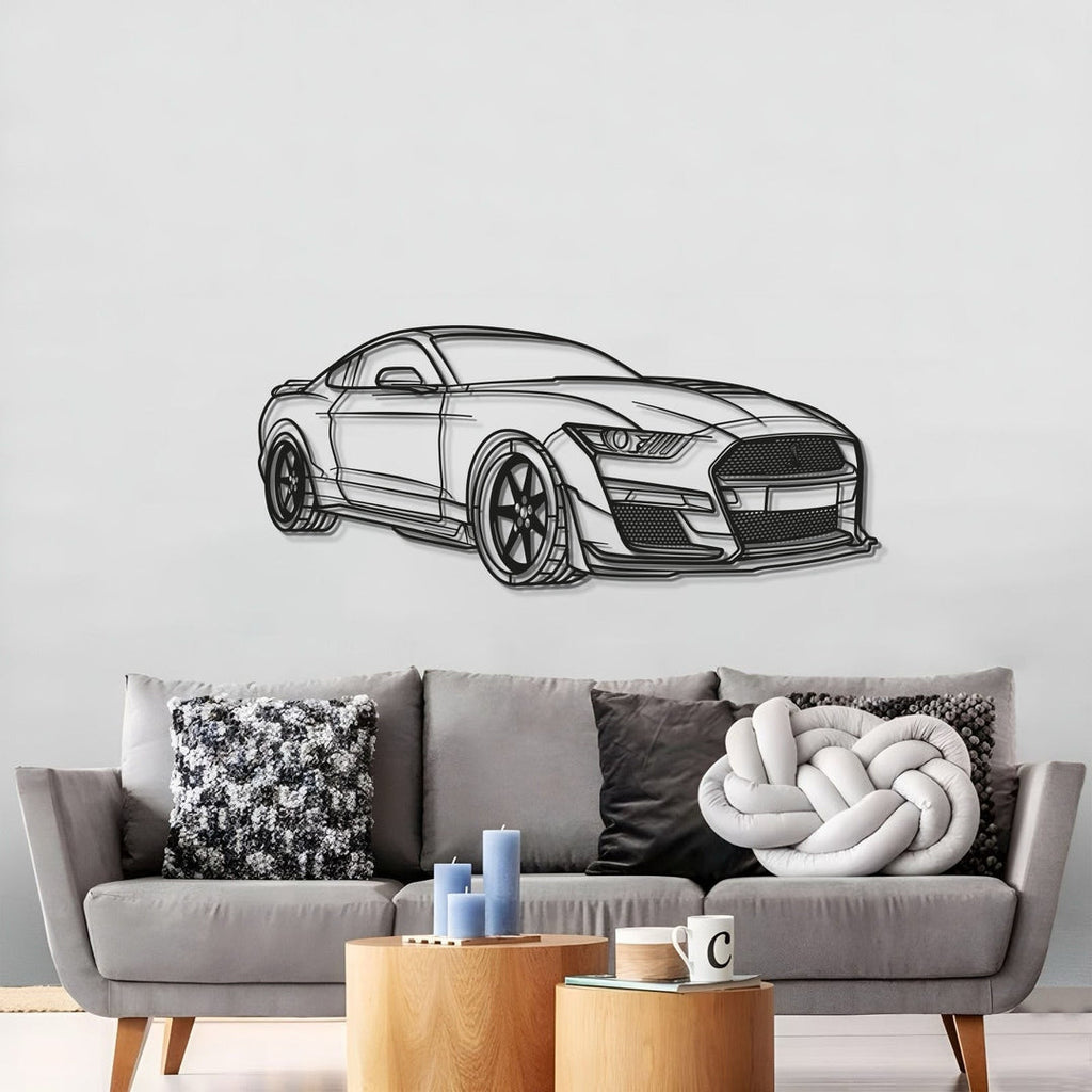 Perspective view of Shelby GT500 metal wall decor powder coated steel