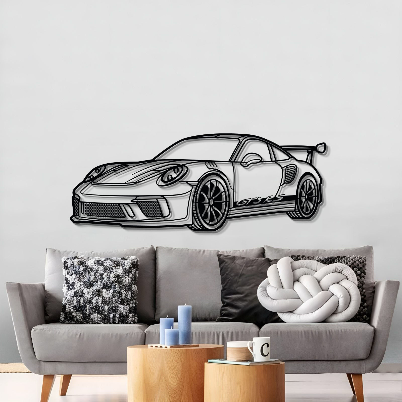 Large 2018 911 GT3 RS 992 perspective wall art for garage or man cave