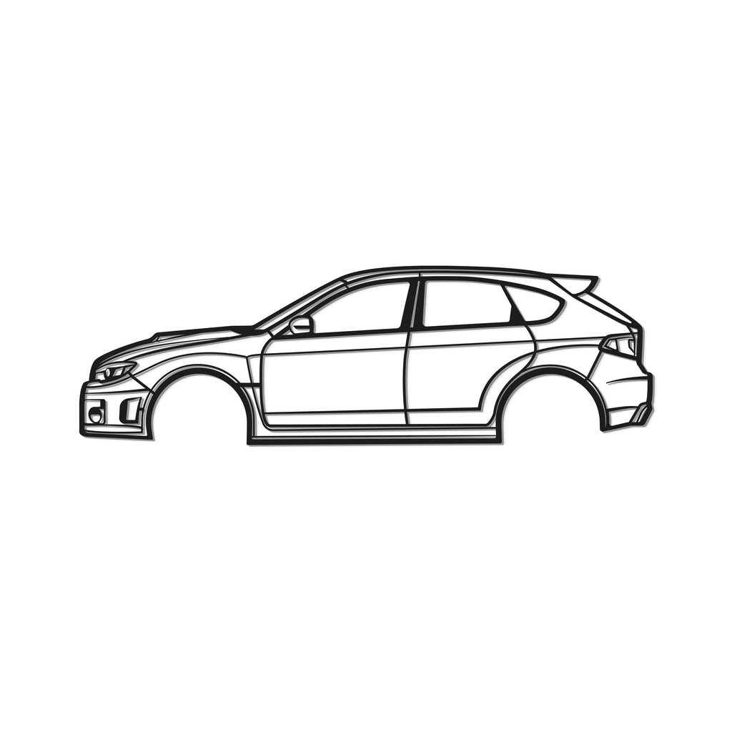 Sleek décor featuring Subaru WRX STI Hatchback 2013 metal wall art adding motorsport flair