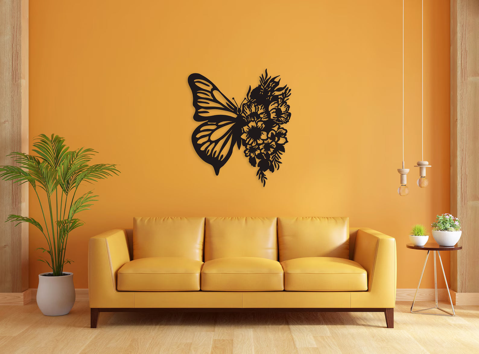 Fluture Floral – Tablou Contur Metalic - FOLDART