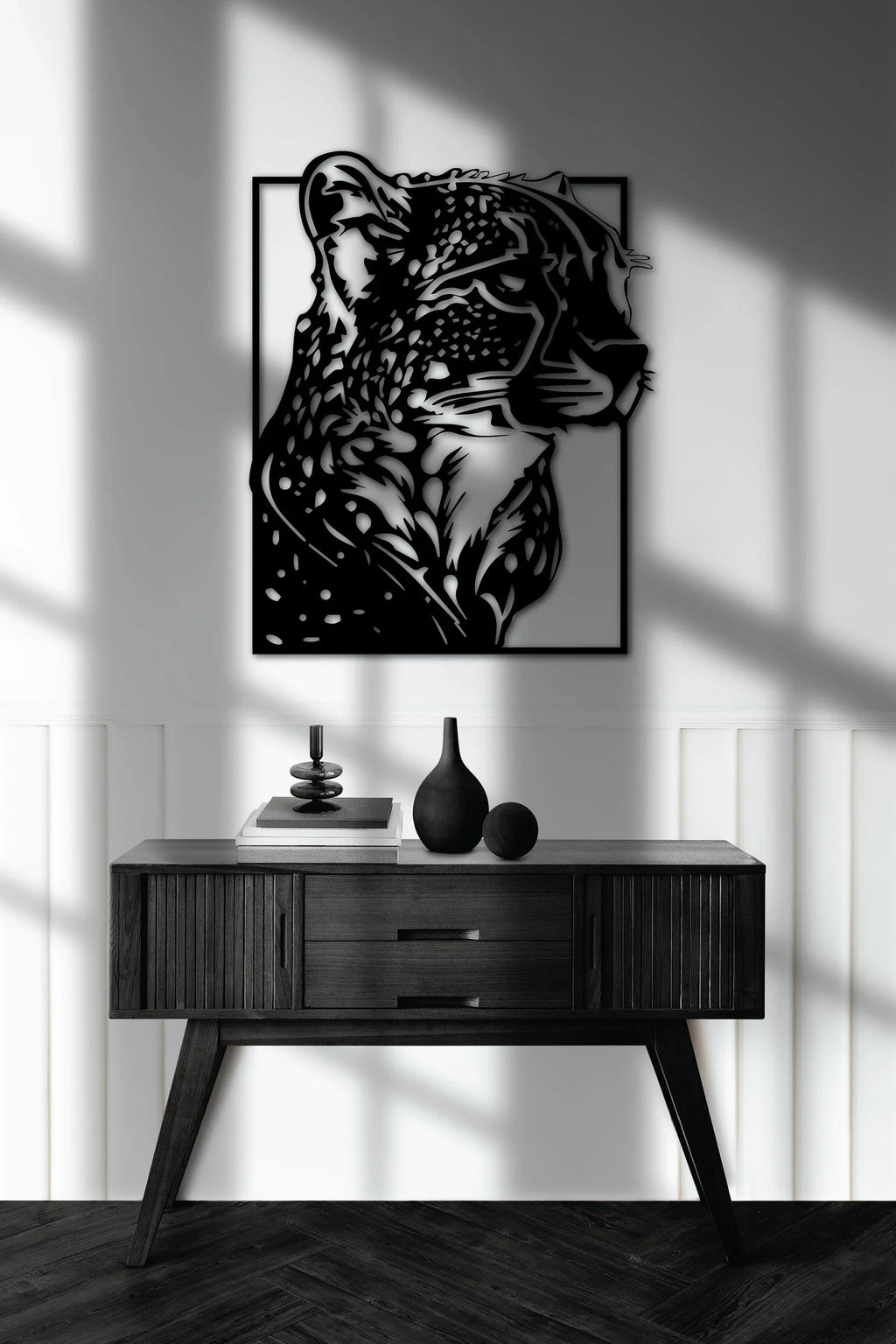 Leopard Portret – Tablou Contur Metalic - FOLDART