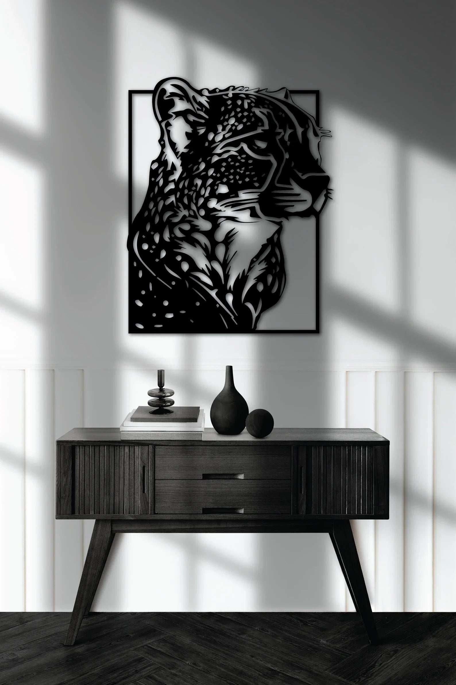 Leopard Portret – Tablou Contur Metalic - FOLDART