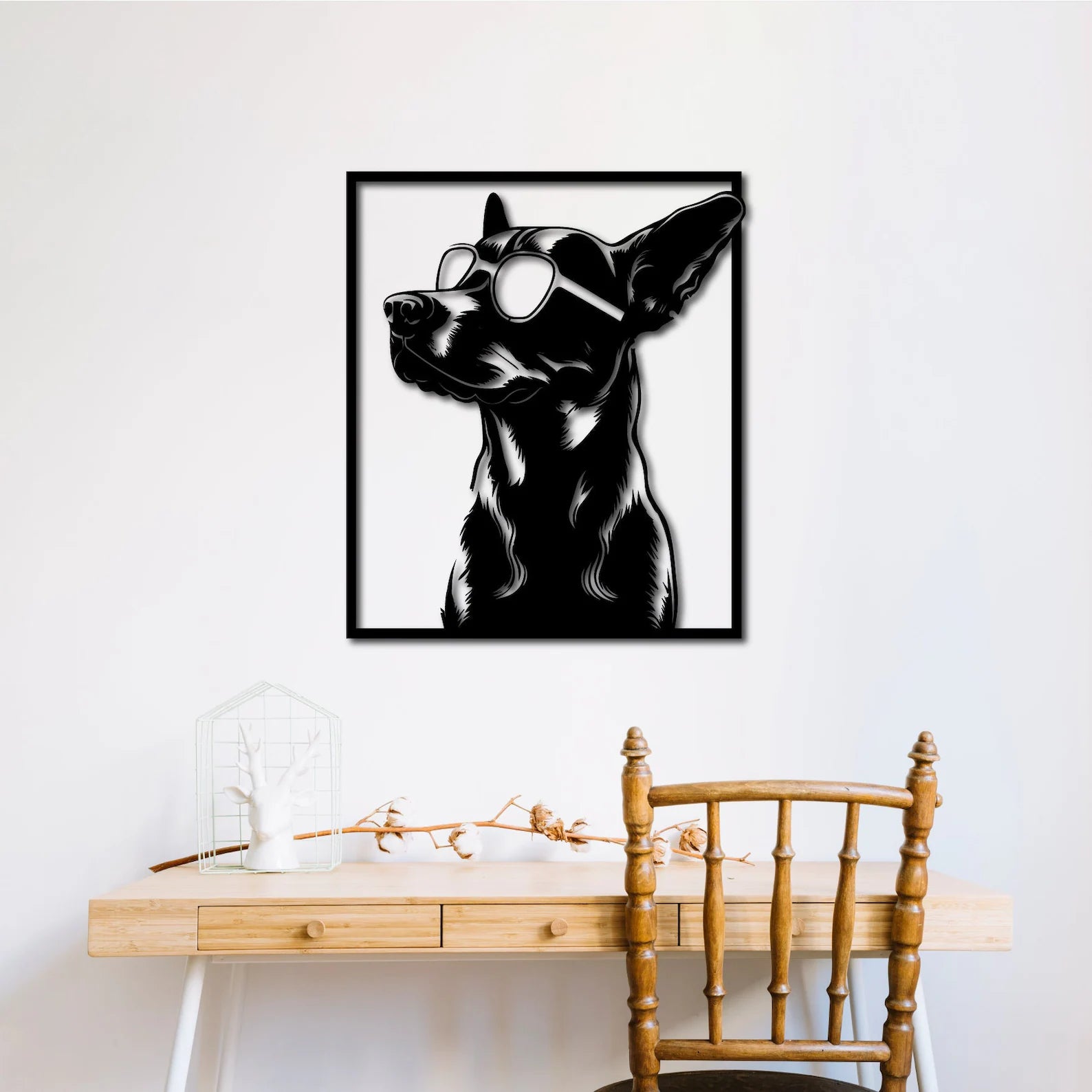 Catel Cu Ochelari – Tablou Contur Metalic