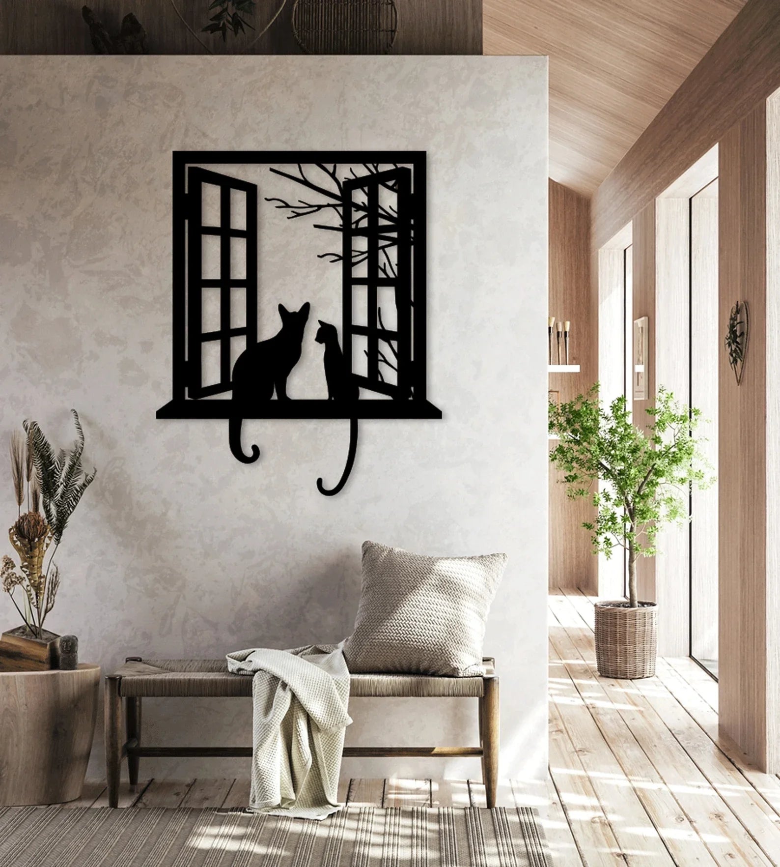 Pisici la Fereastra – Tablou Contur Metalic - FOLDART