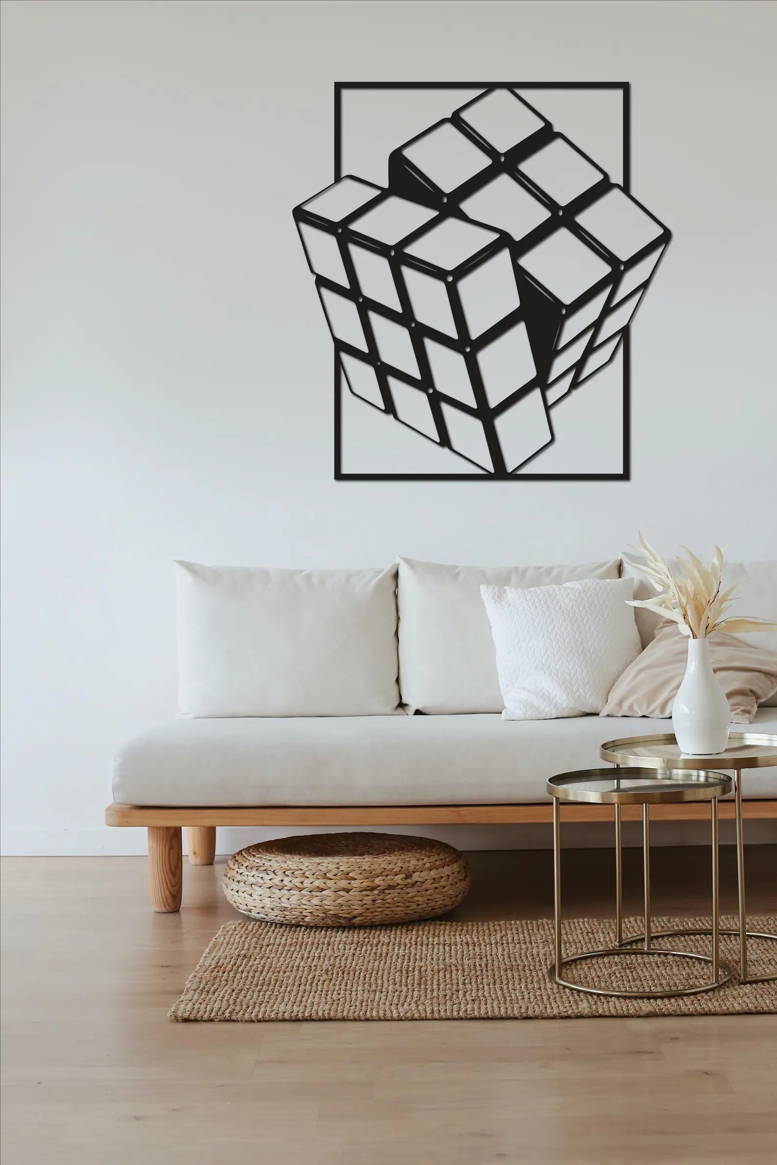 Cub Rubik 3D – Tablou Contur Metalic