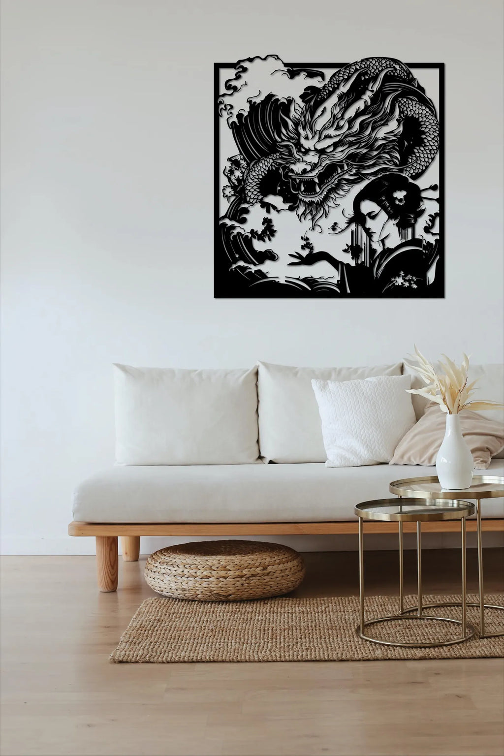 Samurai cu Dragon – Tablou Contur Metalic - FOLDART