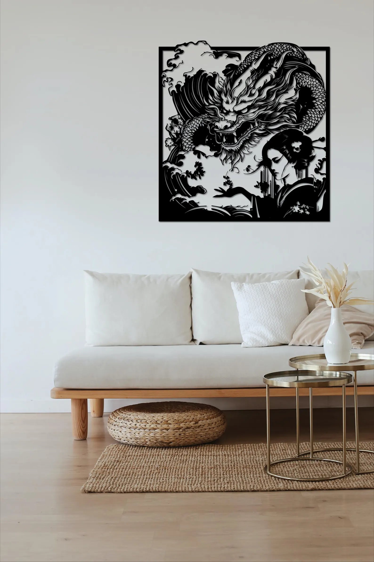 Samurai cu Dragon – Tablou Contur Metalic - FOLDART