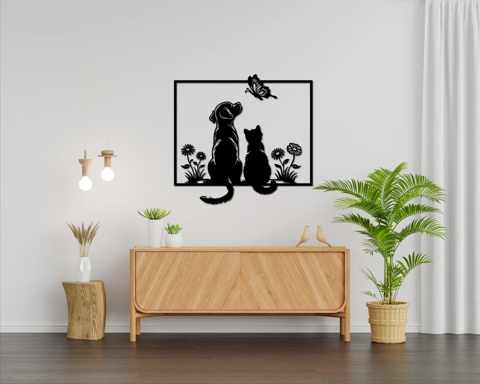 Catel si Pisica – Tablou Contur Metalic