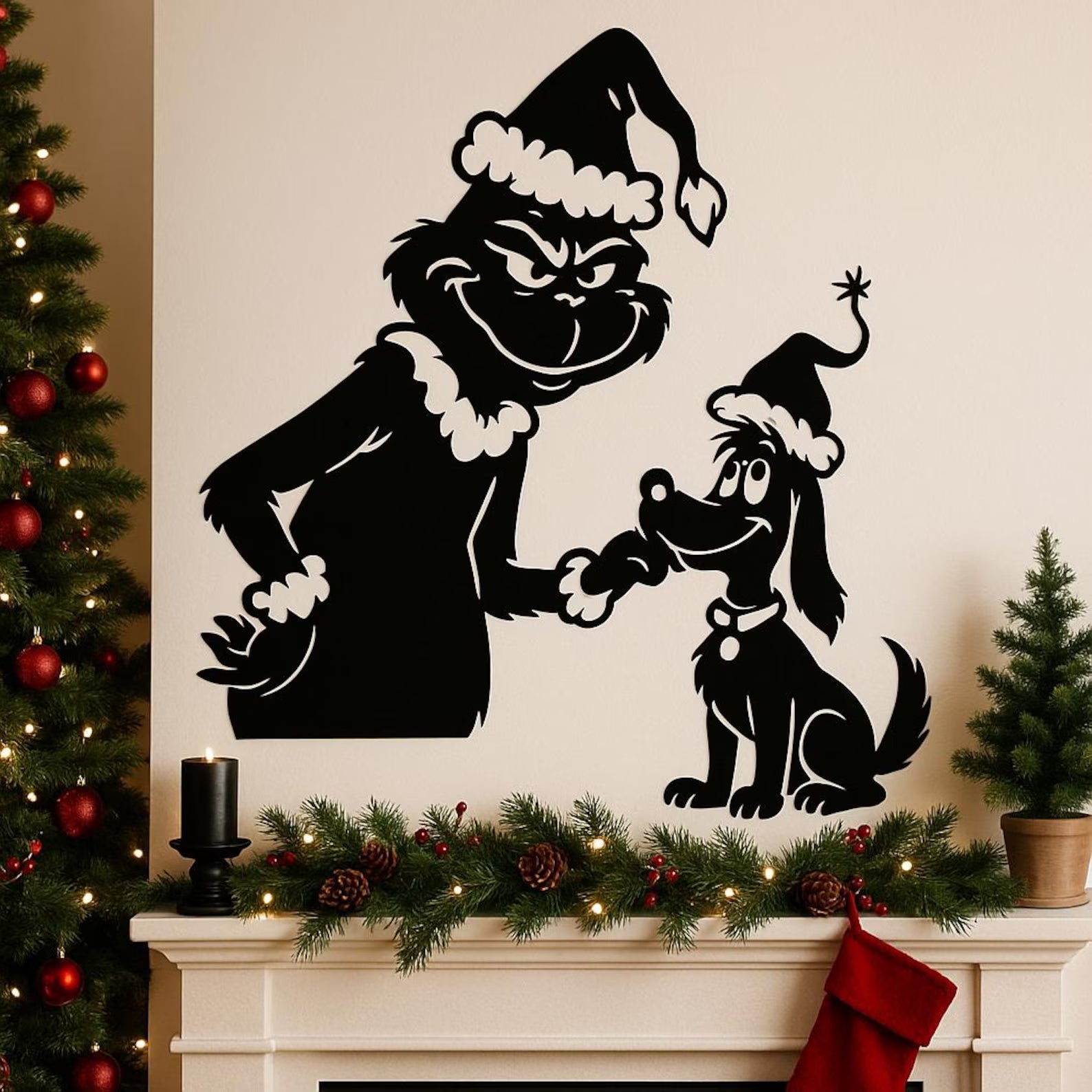 Grinch cu Max – Tablou Contur Metalic - FOLDART