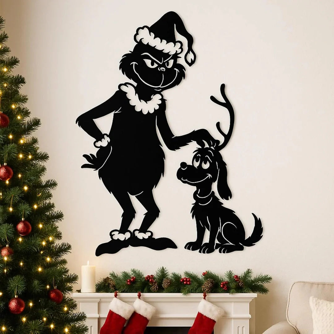 Grinch cu Max 3 – Tablou Contur Metalic - FOLDART