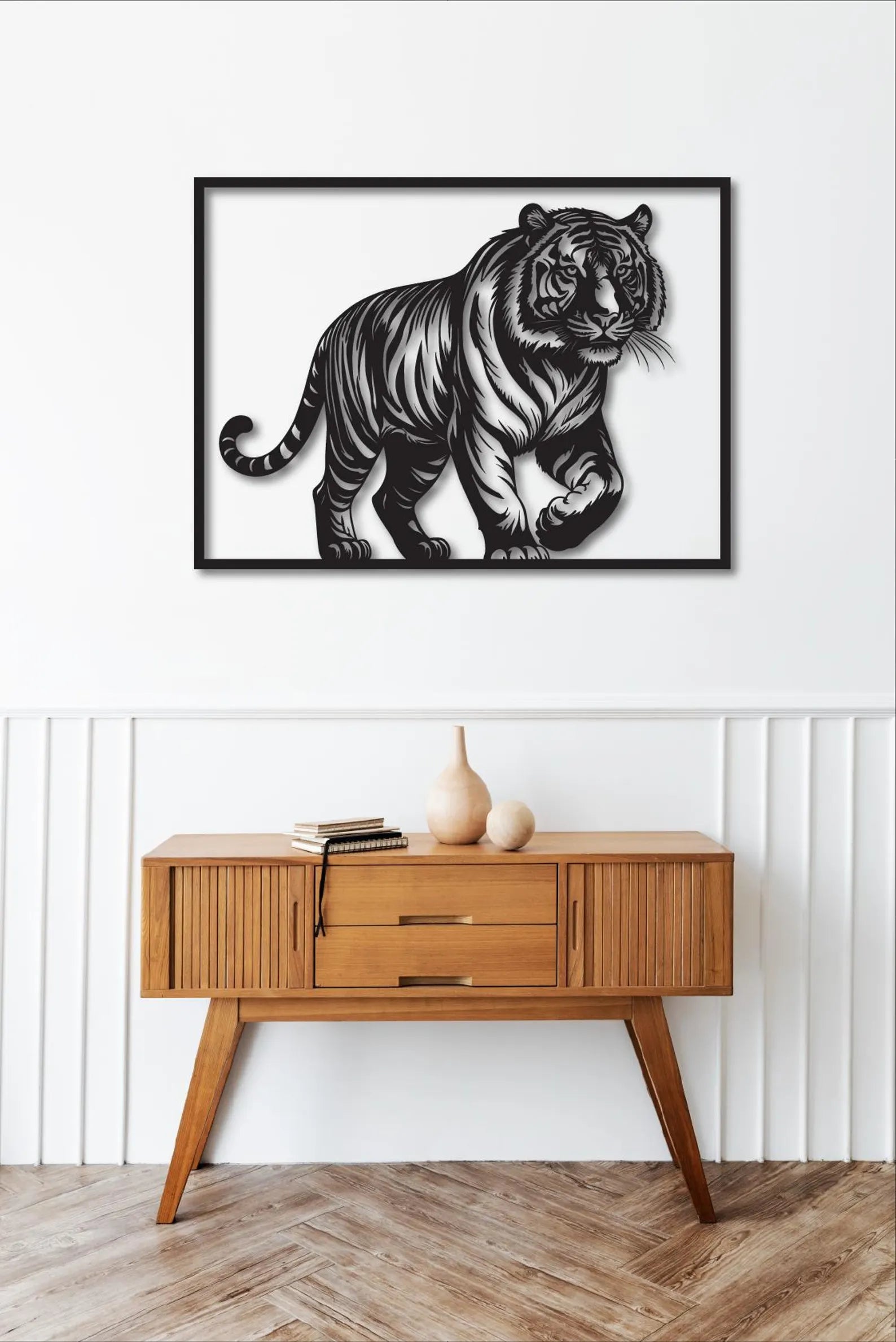 Tigru in Mers – Tablou Contur Metalic