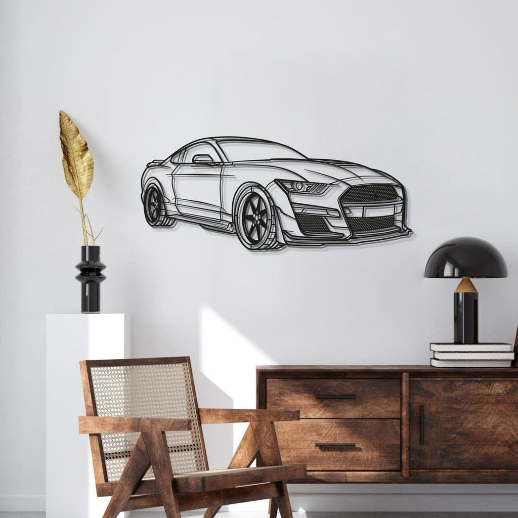 Modern Shelby GT500 perspective wall hanging in matte textured steel