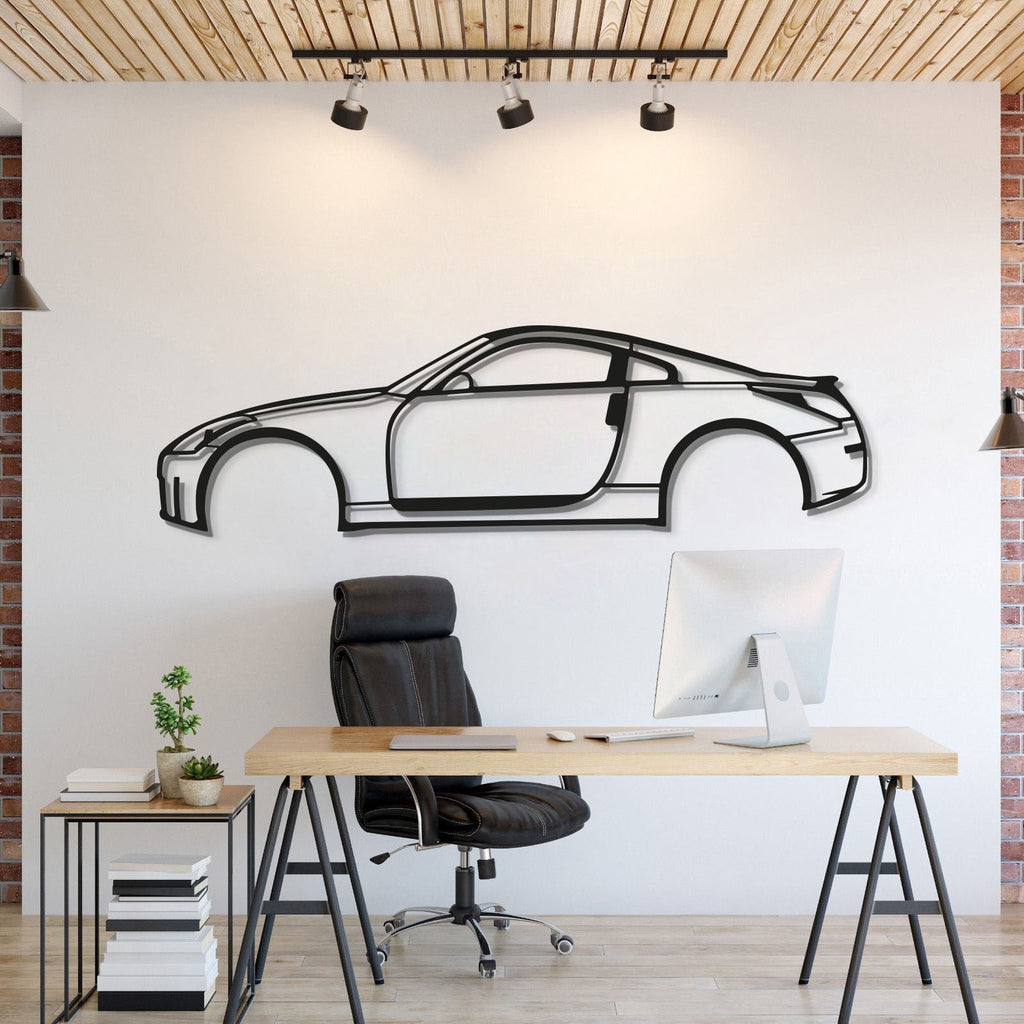 Metal car wall art featuring Nissan 350Z 2005 enhancing garage décor