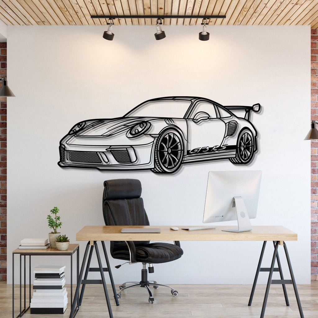 2018 Porsche 911 GT3 RS 992 perspective metal wall art laser cut steel