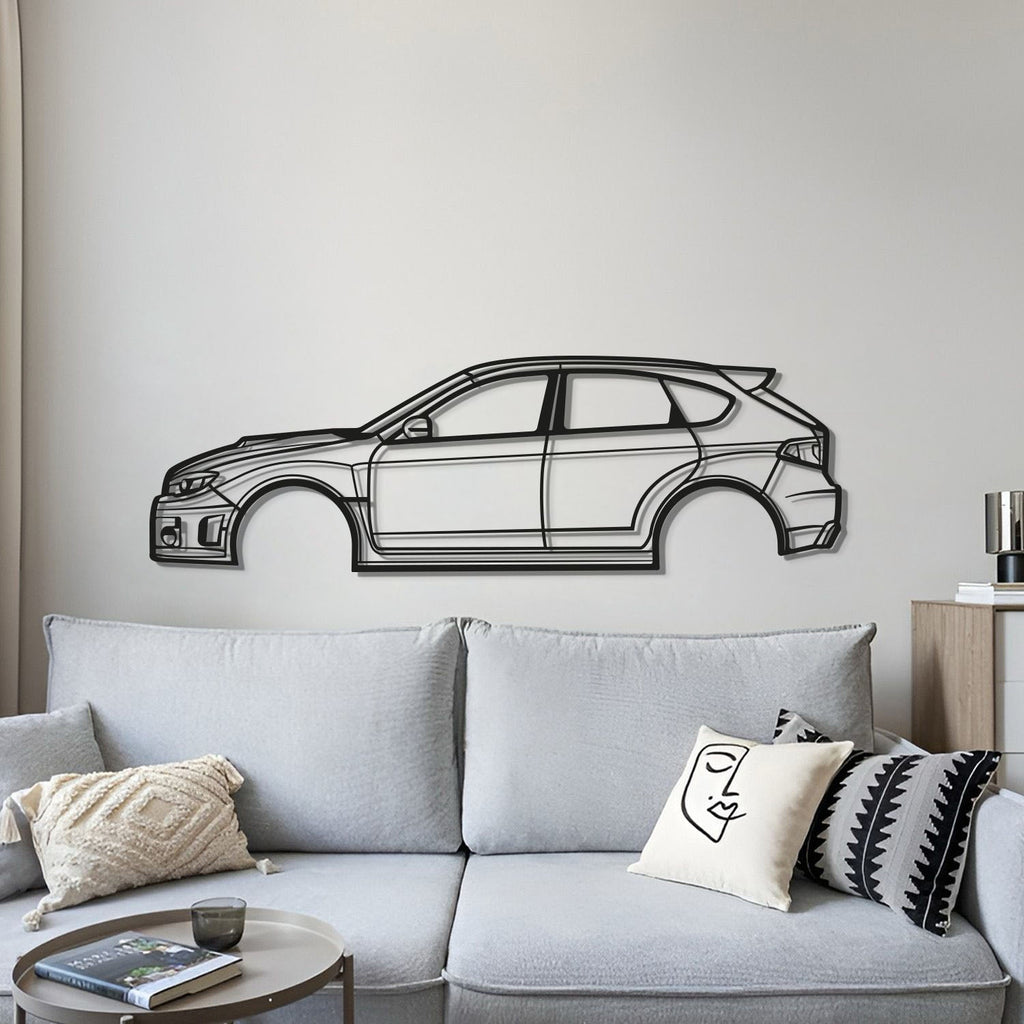 Laser cut metal wall art with Subaru WRX STI Hatchback 2013 for modern living room décor